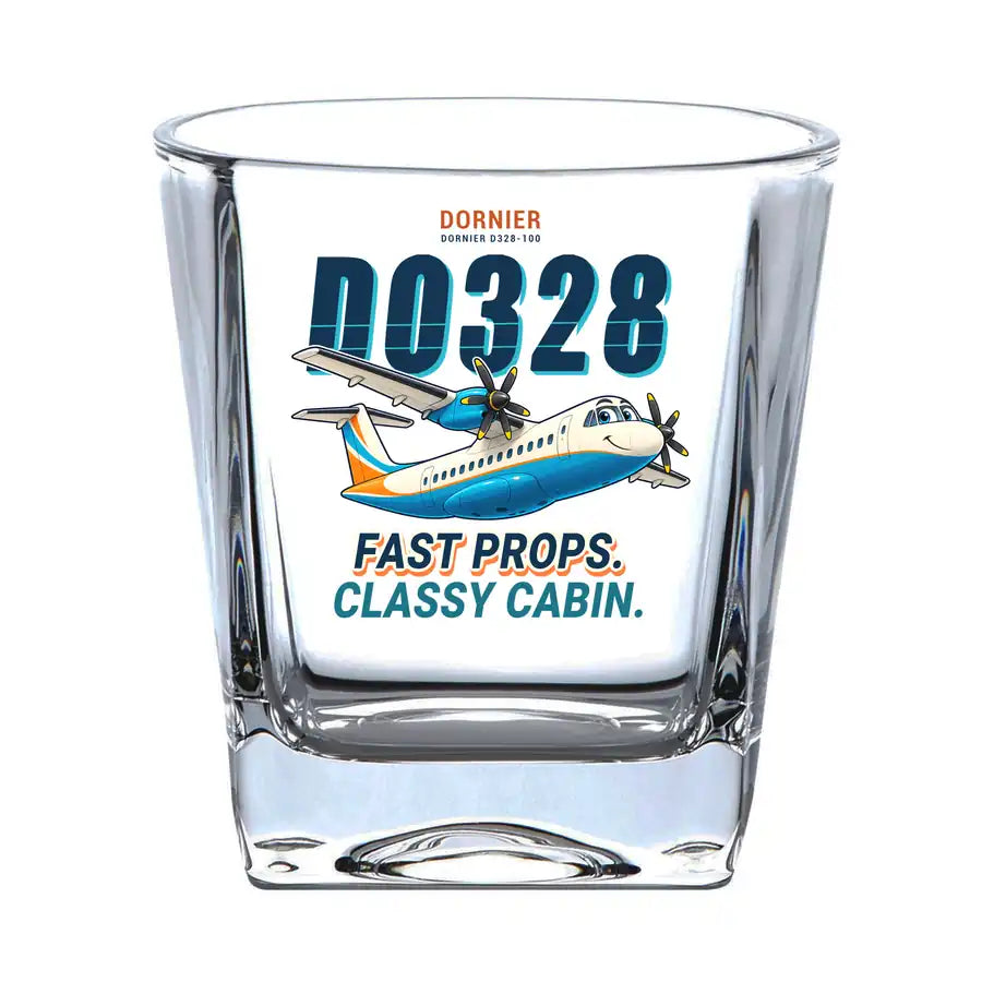 Dornier D328-100 - Cartoon - Whiskey Glass