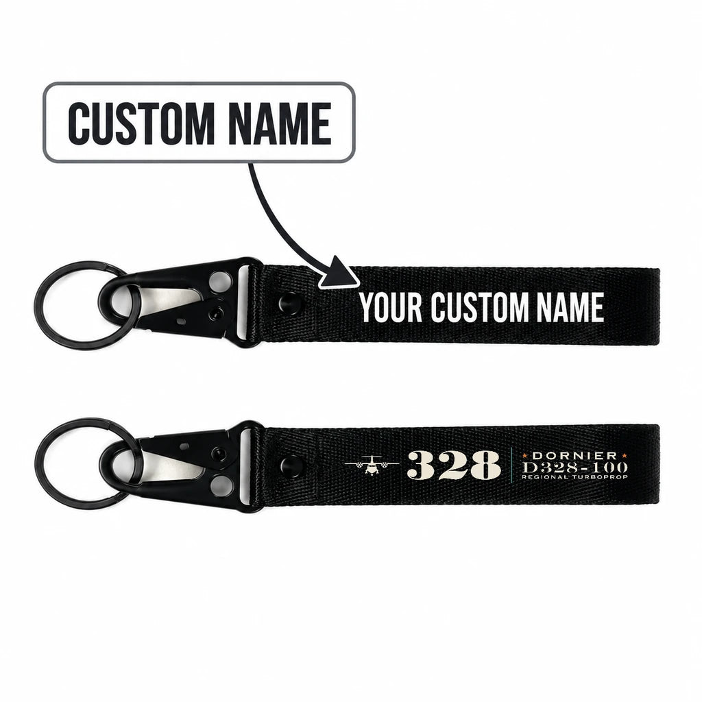 Dornier D328-100 Hawk-Shaped Key Chains - Black - Heritage - Personalized