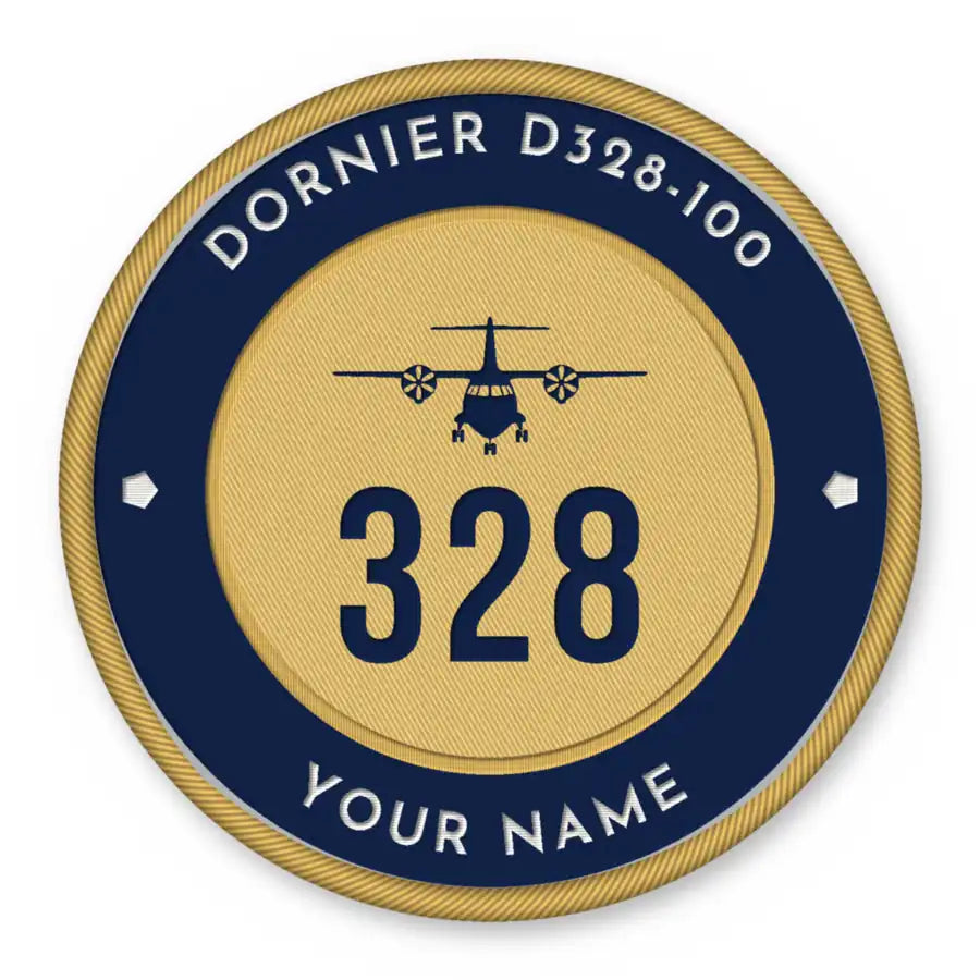 Dornier D328-100 Patches - Circle + Name - Navy Gold