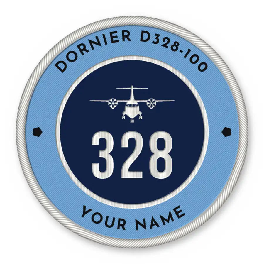 Dornier D328-100 Patches - Circle + Name - Sky Navy