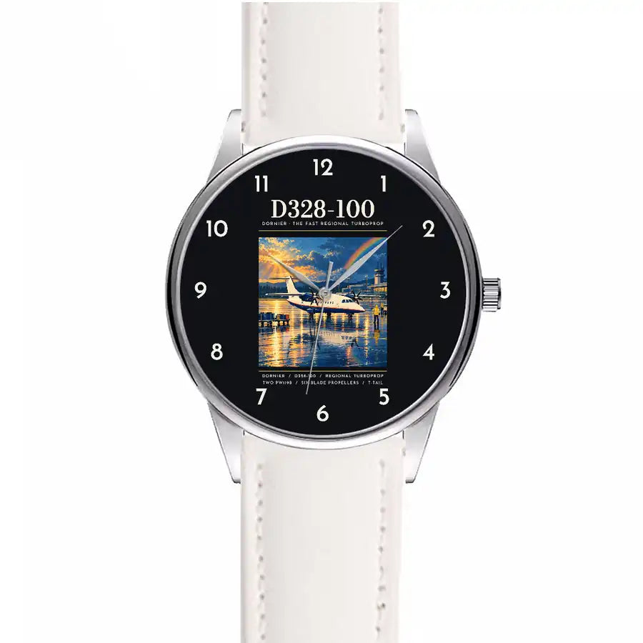 Dornier D328-100 - Poster - Leather Strap - White Leather Strap