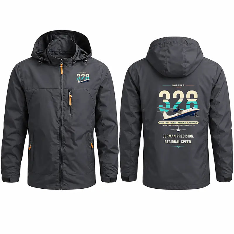 Dornier D328-100 Stylish Jackets - Hooded Windbreaker - Original - Charcoal