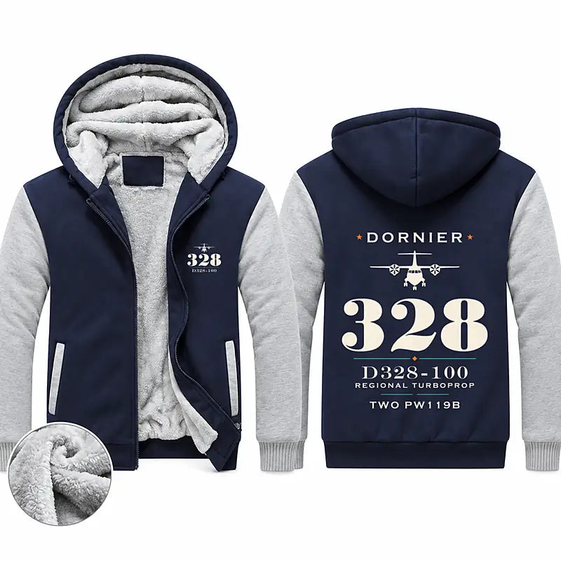 Dornier D328-100 Zipped Sweatshirts - Heritage - Navy & Gray