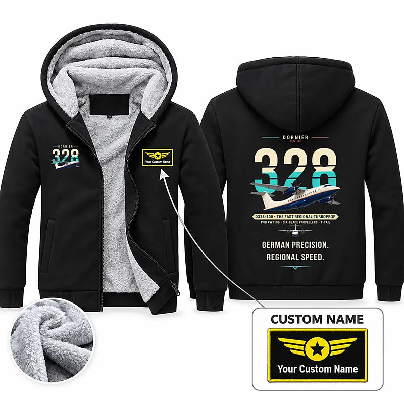 Dornier D328-100 Zipped Sweatshirts - Original + Name - Black