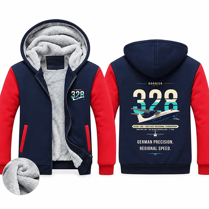 Dornier D328-100 Zipped Sweatshirts - Original - Navy & Red