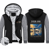 Thumbnail for Dornier D328-100 Zipped Sweatshirts - Poster - Black & Gray