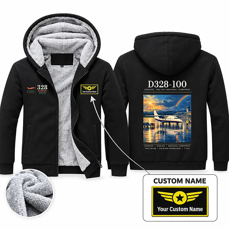 Dornier D328-100 Zipped Sweatshirts - Poster + Name - Black