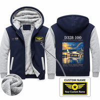 Thumbnail for Dornier D328-100 Zipped Sweatshirts - Poster + Name - Navy & Gray