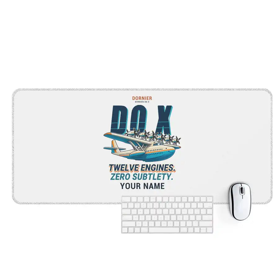 Dornier Do X - Cartoon + Name - Desk Mat - White