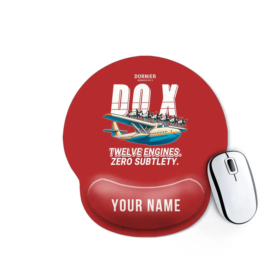 Dornier Do X - Cartoon + Name - Ergonomic Mouse Pad - Red
