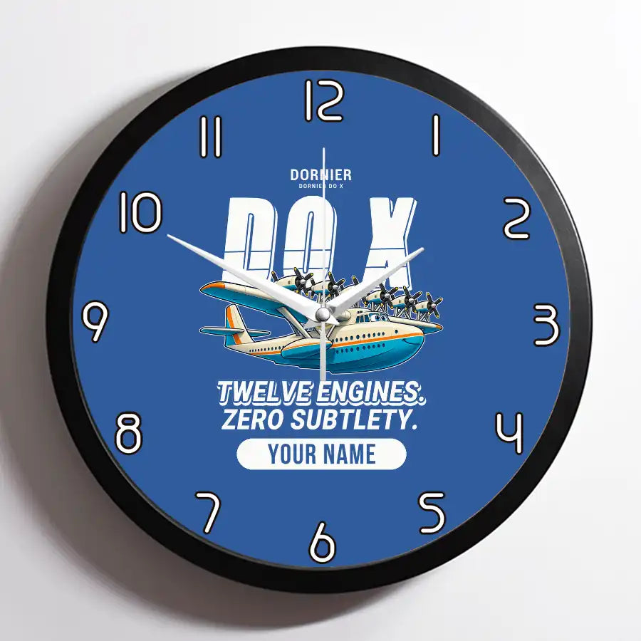 Dornier Do X - Cartoon + Name - Framed - Blue