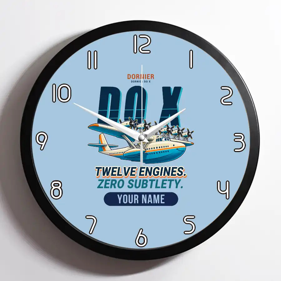 Dornier Do X - Cartoon + Name - Framed - Light Blue