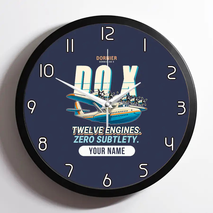 Dornier Do X - Cartoon + Name - Framed - Navy Blue