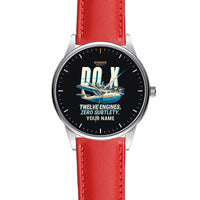 Thumbnail for Dornier Do X - Cartoon + Name - Leather Strap - Red Leather Strap