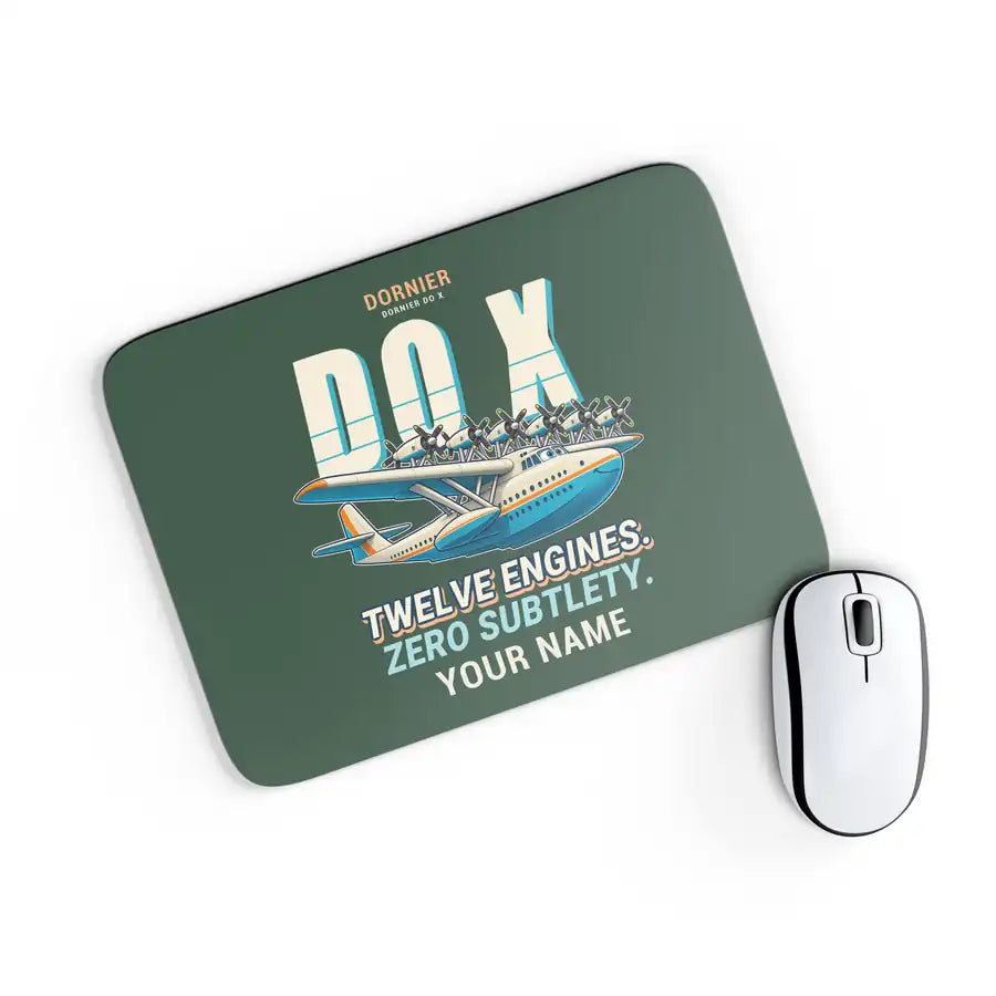 Dornier Do X - Cartoon + Name - Mouse Pad - Dark Green