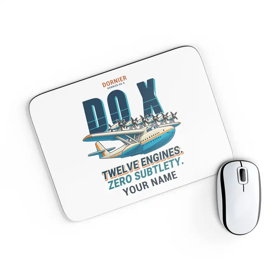 Dornier Do X - Cartoon + Name - Mouse Pad - White