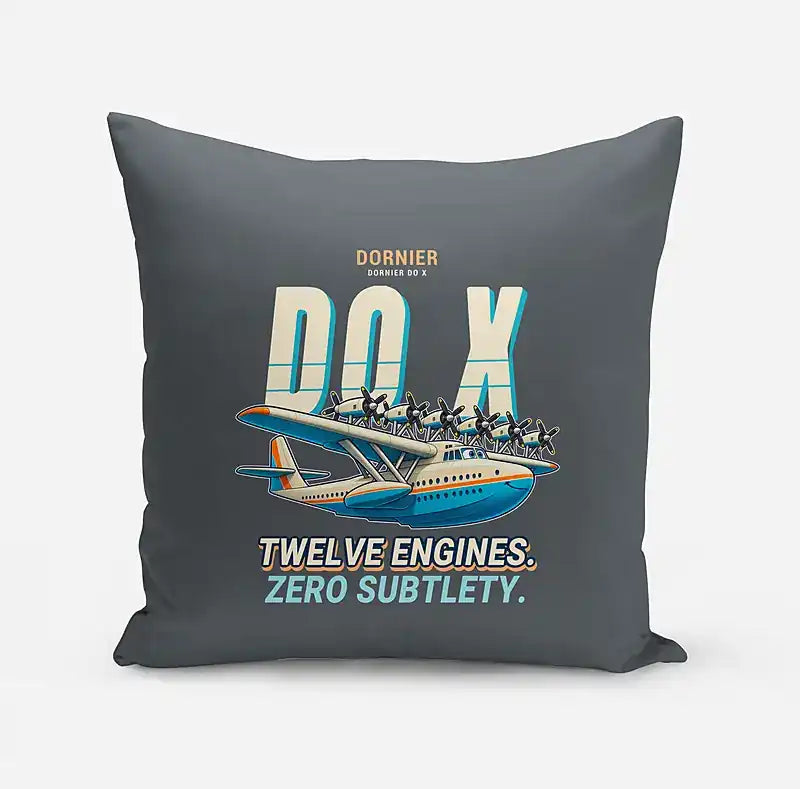 Dornier Do X - Cartoon - Pillow - Gray