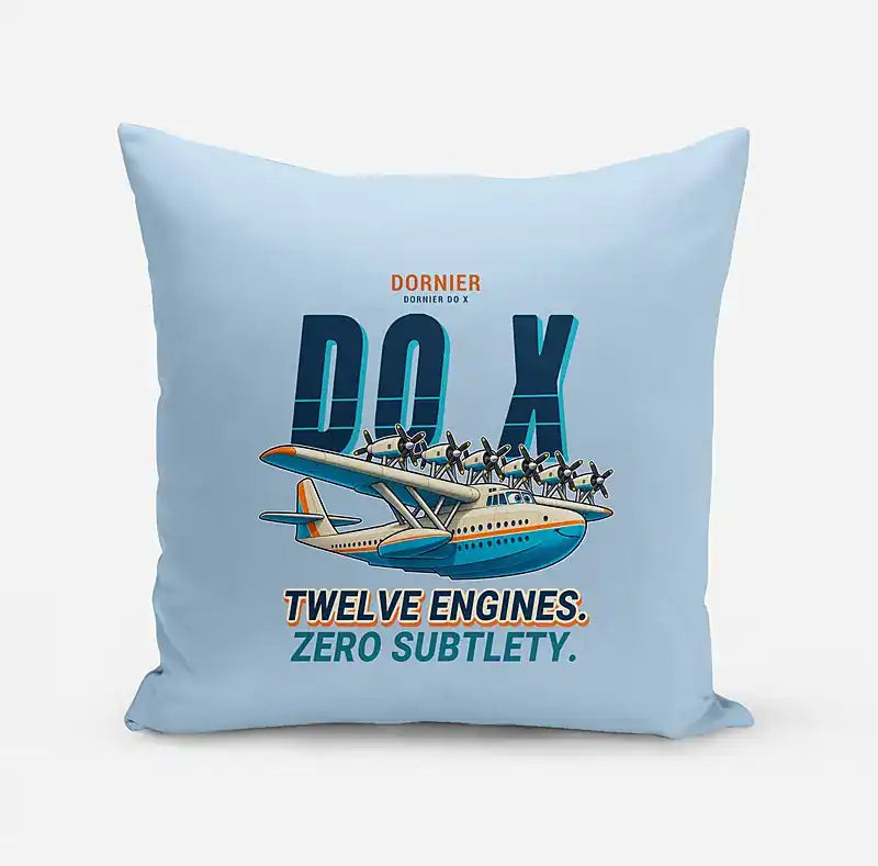 Dornier Do X - Cartoon - Pillow - Light Blue