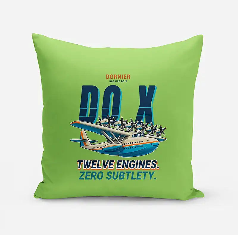 Dornier Do X - Cartoon - Pillow - Light Green