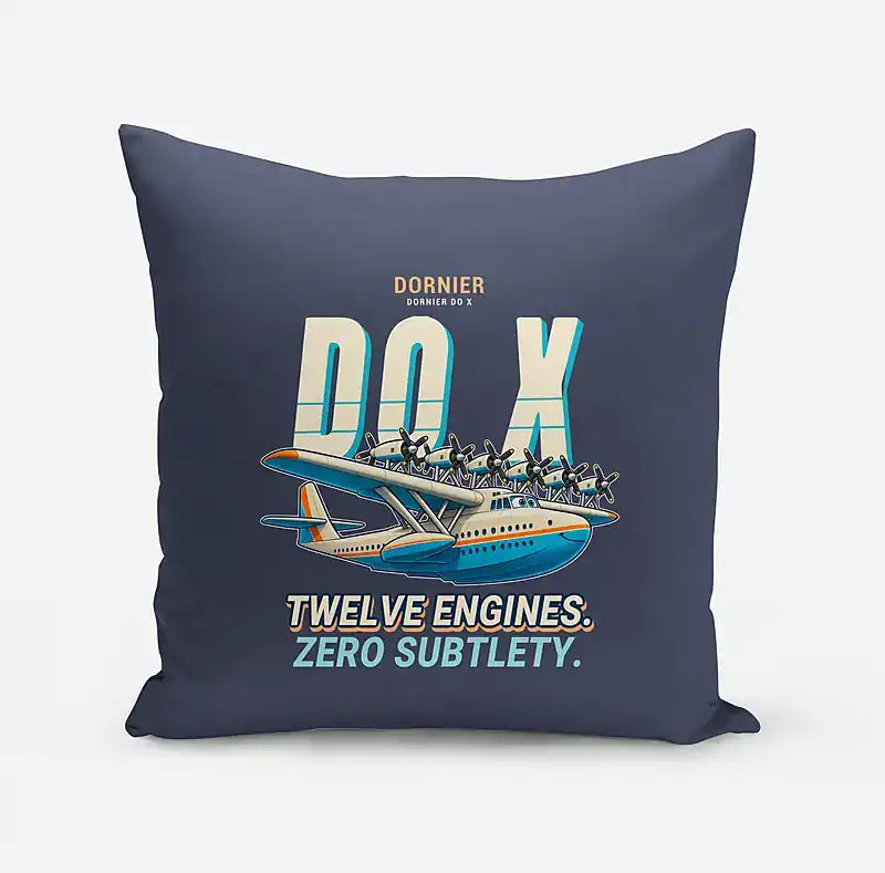 Dornier Do X - Cartoon - Pillow - Navy Blue