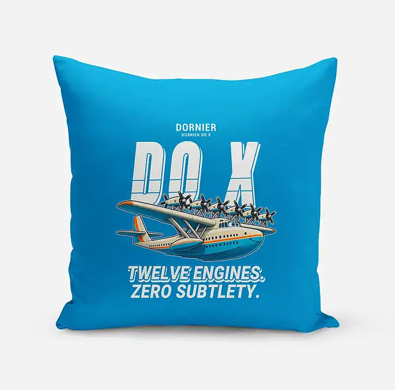 Dornier Do X - Cartoon - Pillow - Turquoise