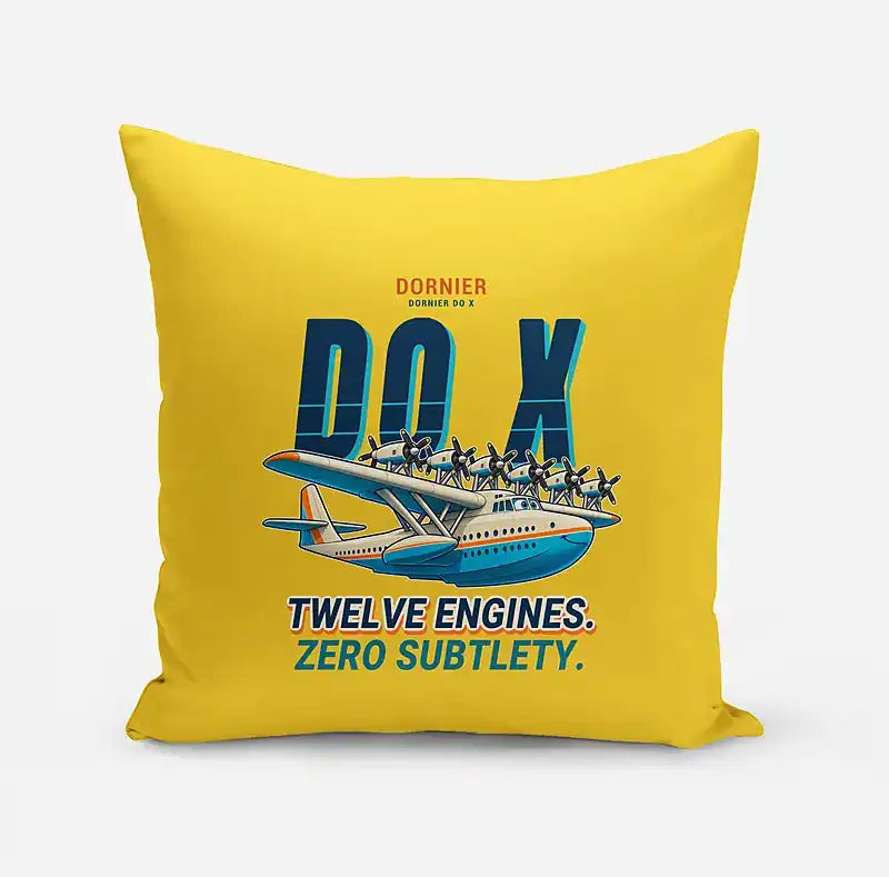 Dornier Do X - Cartoon - Pillow - Yellow