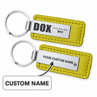 Thumbnail for Dornier Do X - Leather Key Chain - Faux Leather - Tag - Yellow + Name