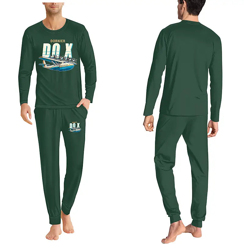 Dornier Do X - Men Pajamas - Cartoon Chest - Dark Green