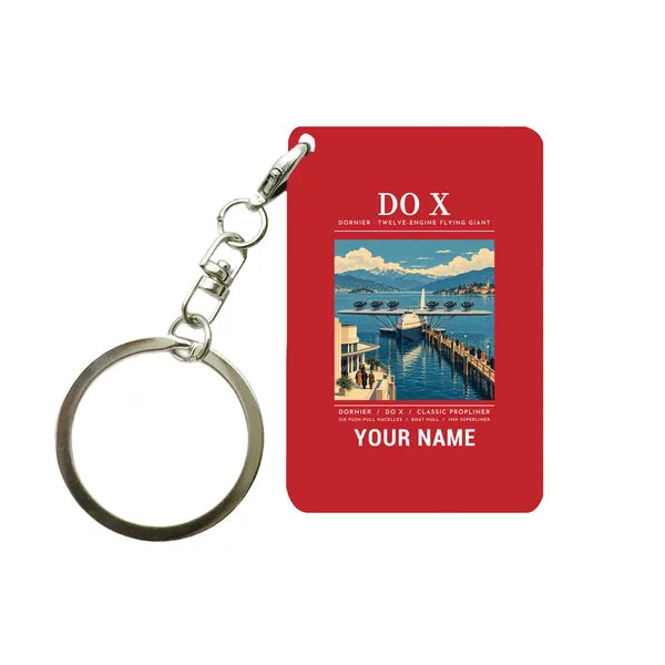 Dornier Do X - Poster + Name - Key Chain - Red