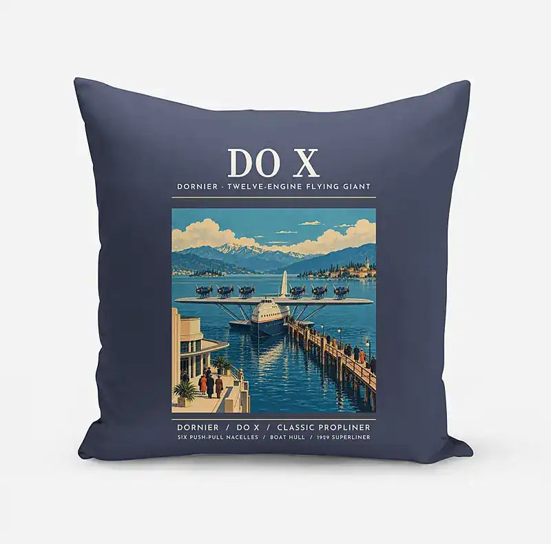 Dornier Do X - Poster - Pillow - Navy Blue