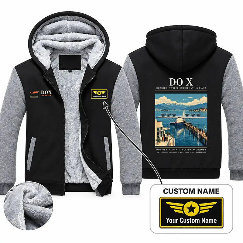 Dornier Do X Zipped Sweatshirts - Poster + Name - Black & Gray