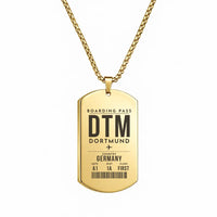 Thumbnail for Dortmund Airport DTM - Necklace - Boarding Pass Style - Gold