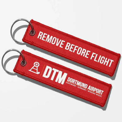 Dortmund Airport (DTM) Aviator Key Chains - Red - Remove Before Flight