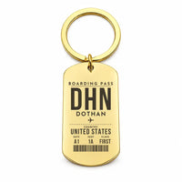 Thumbnail for Dothan Regional Airport DHN - Key Chain - Boarding Pass Style - Gold
