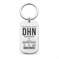Thumbnail for Dothan Regional Airport DHN - Key Chain - Boarding Pass Style - Silver