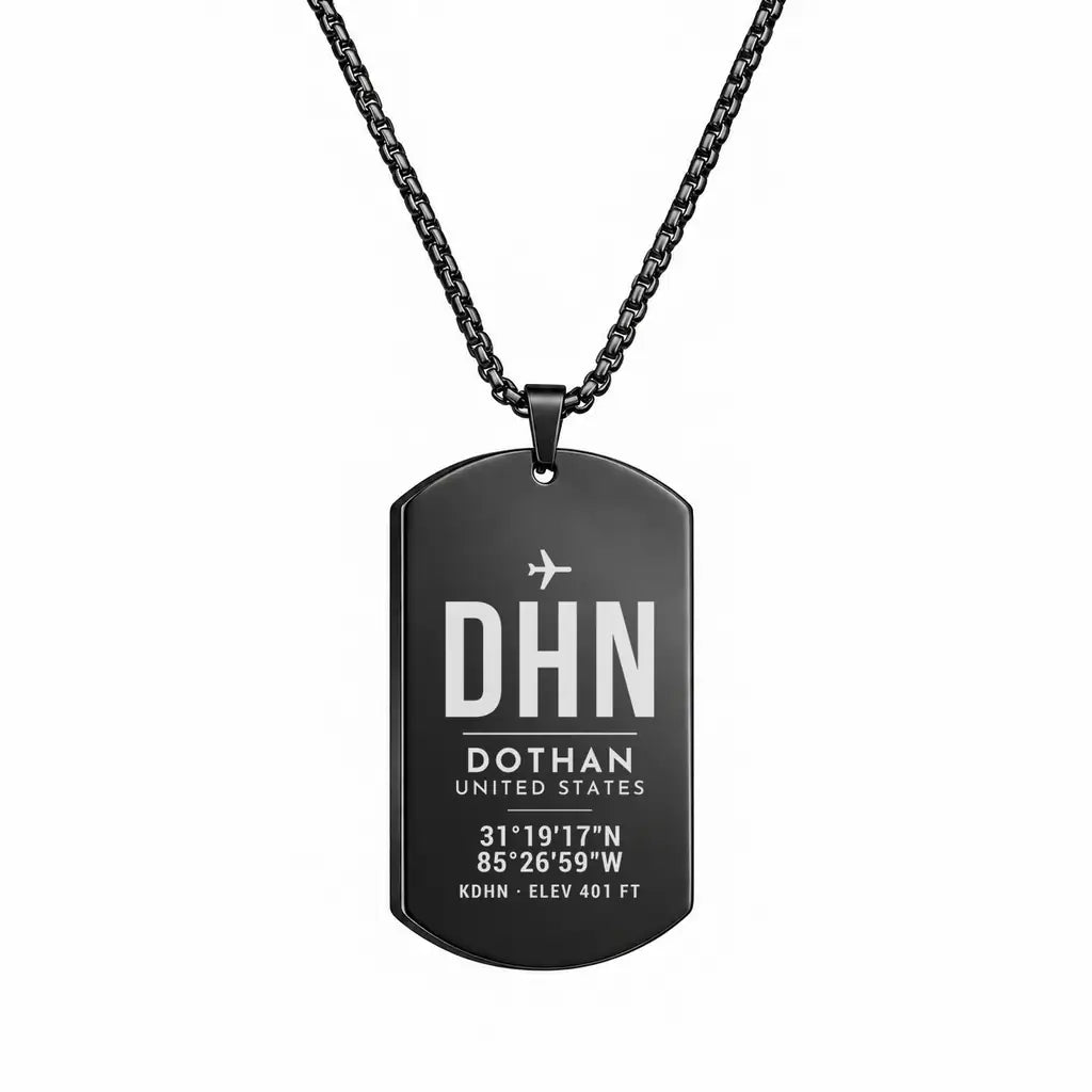 Dothan Regional Airport DHN - Necklace - Original Design - Black