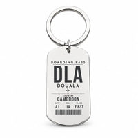 Thumbnail for Douala International Airport DLA - Key Chain - Boarding Pass Style - Silver