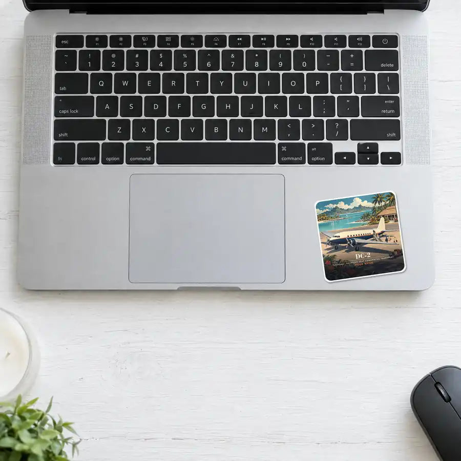 Douglas DC-2 - 3D + Name - Square Sticker - Laptop