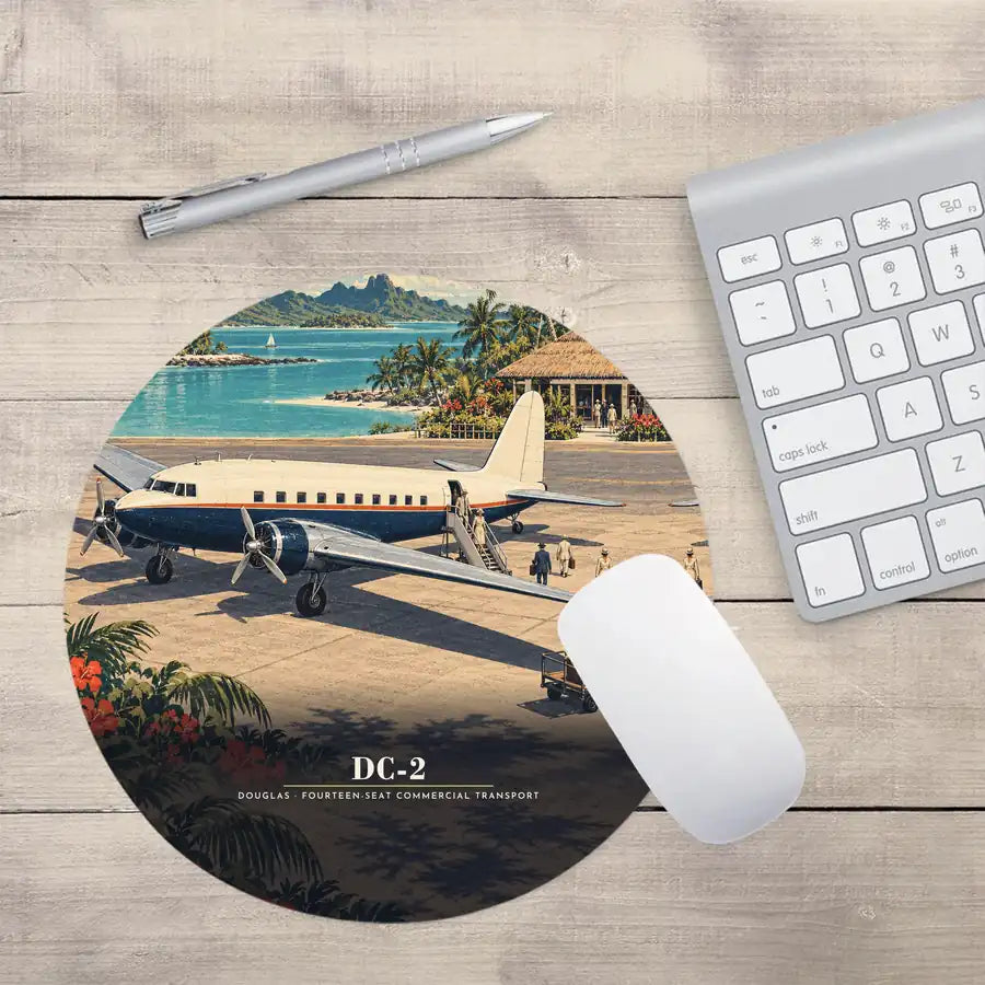 Douglas DC-2 - 3D - Round Mouse Pad - Full Print