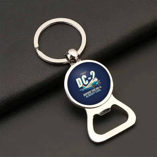 Douglas DC-2 - Cartoon - Bottle Opener Key Chain - Navy Blue
