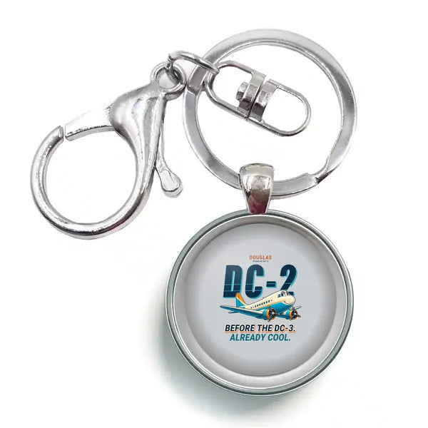 Douglas DC-2 - Cartoon - Circle Key Chain - Light Gray
