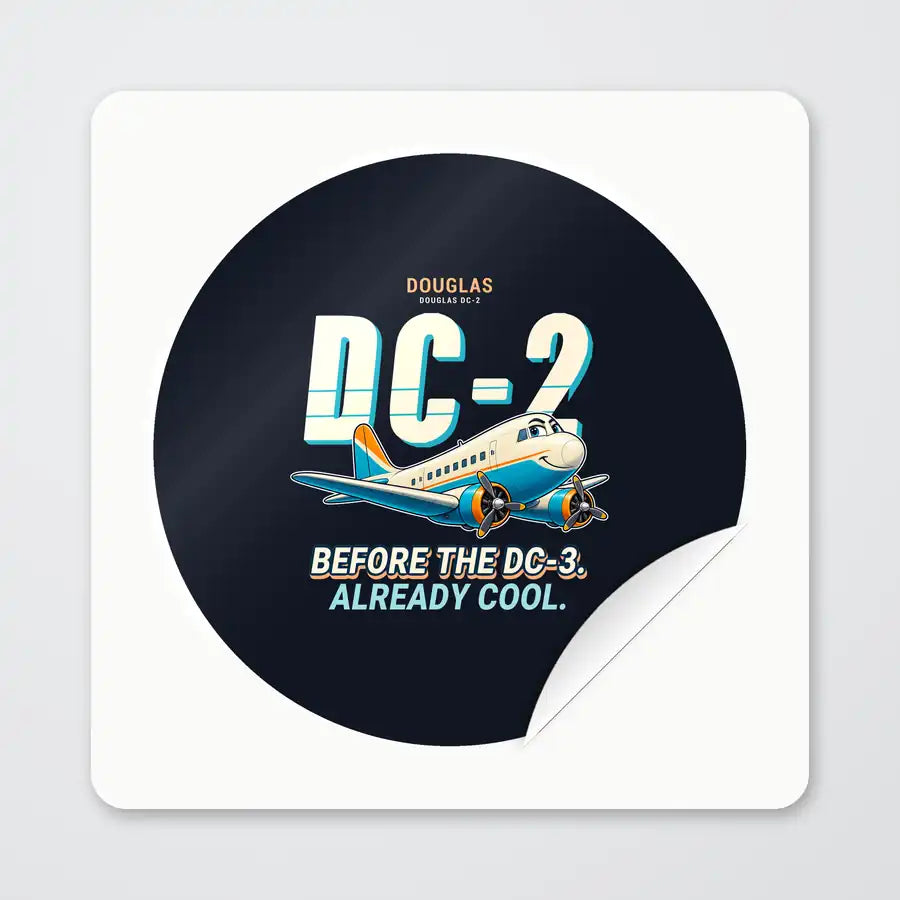 Douglas DC-2 - Cartoon - Circle Sticker - Peel