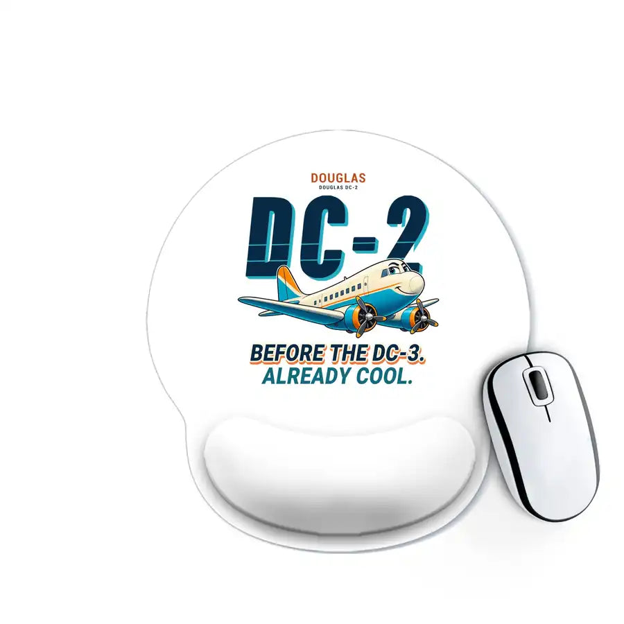 Douglas DC-2 - Cartoon - Ergonomic Mouse Pad - White
