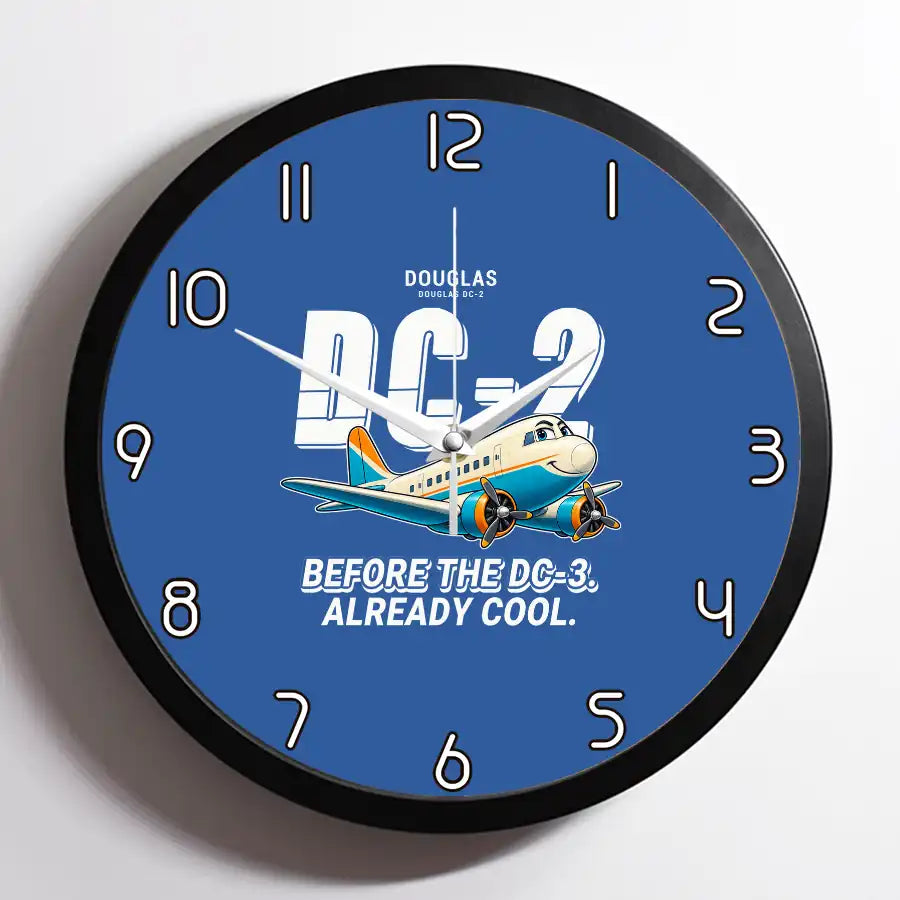 Douglas DC-2 - Cartoon - Framed - Blue