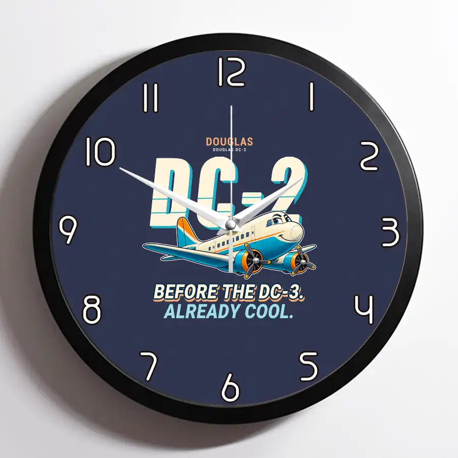 Douglas DC-2 - Cartoon - Framed - Navy Blue