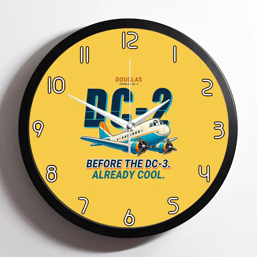 Douglas DC-2 - Cartoon - Framed - Yellow