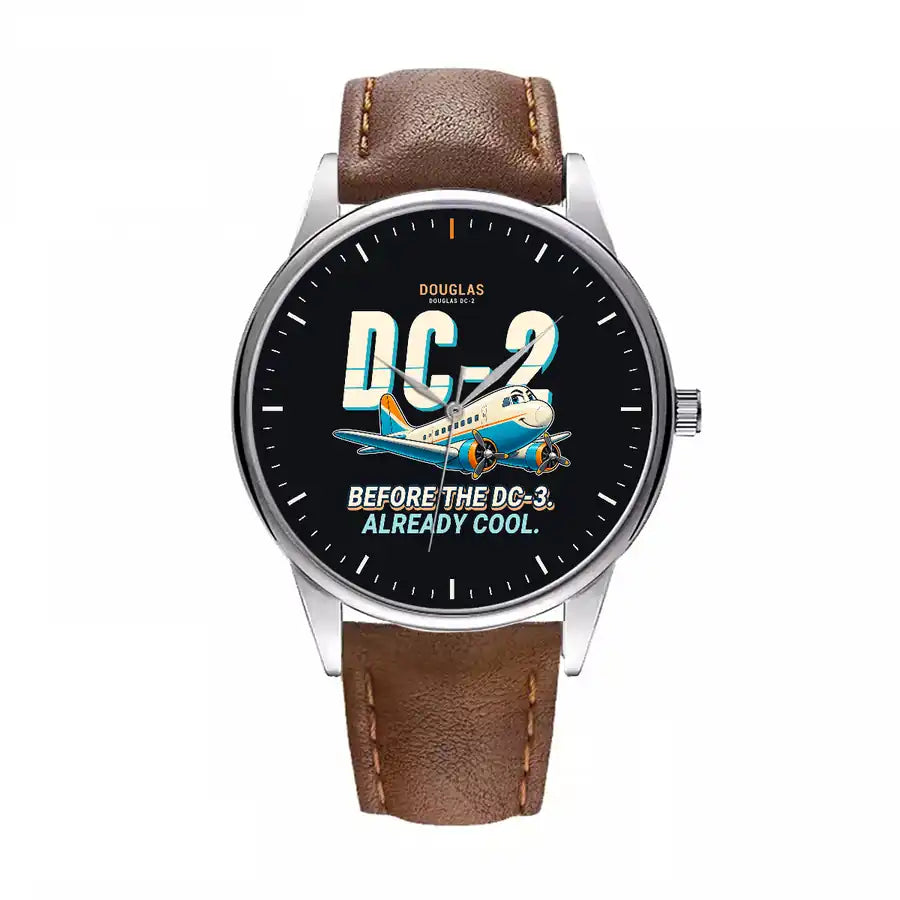 Douglas DC-2 - Cartoon - Leather Strap - Brown Leather Strap