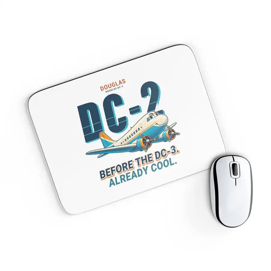 Douglas DC-2 - Cartoon - Mouse Pad - White