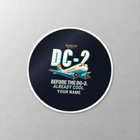 Thumbnail for Douglas DC-2 - Cartoon + Name - Circle Sticker - Close-up