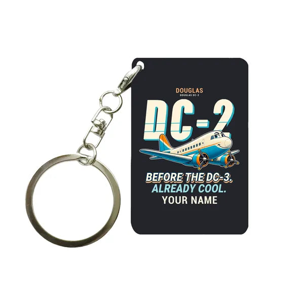 Douglas DC-2 - Cartoon + Name - Key Chain - Black